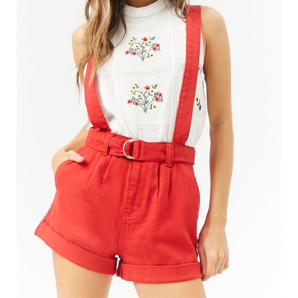 Red Overall Shorts